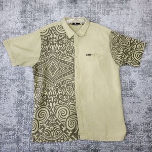 Tribal Origin Hawaiian Shirt Mens 3XL (2XL) Beige Short Sleeve Aloha Cotton
